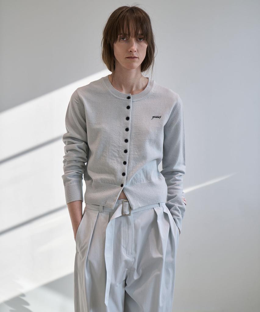 GRIDAJ Cotton Blend Belted Pants _ Light Gray
