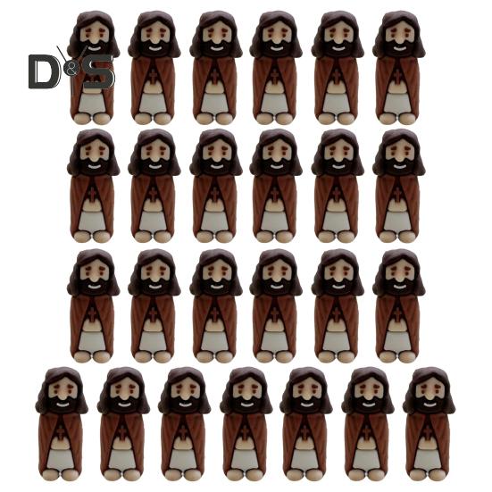 

25 шт. Мини-кукол Иисуса, крошечные фигурки Иисуса, религиозные скульптуры Христа, Спасителя Иисуса для пасхального воскресного школьного крещения, подарок коричневый