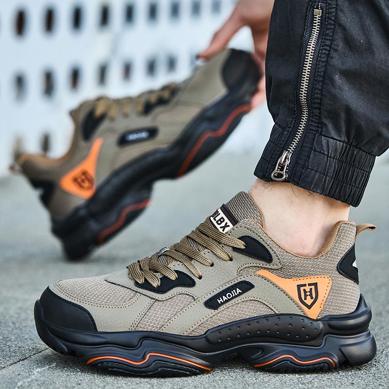 Fashion Men'S Sports Shoes New Safety Shoes Men Steel Toe Shoes Security Sneakers Puncture-Proof Work Shoes Lightweight Comfort