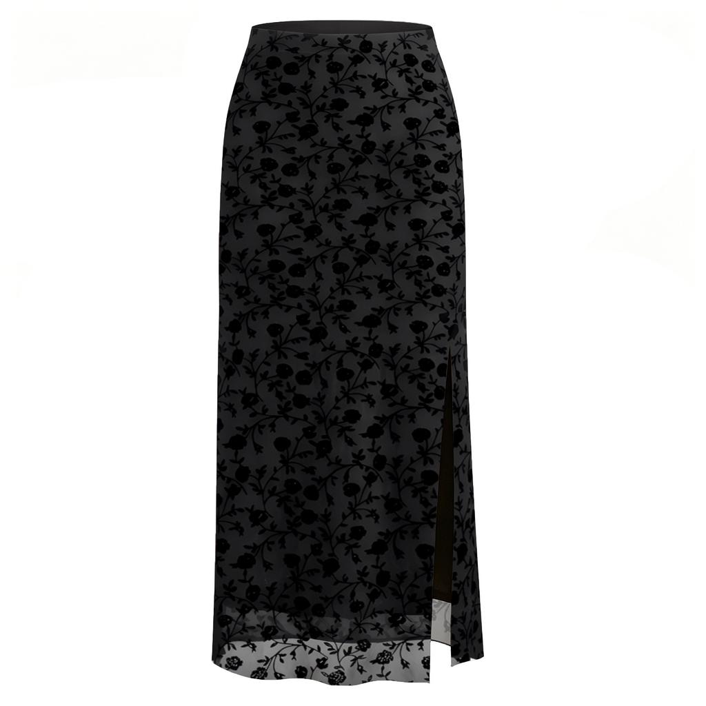 Jupes Longues Décontractées à Maille fendue taille haute sexy d'été pour femmes Tendance Y2K Midi Boho Florales Bodycon Tenues