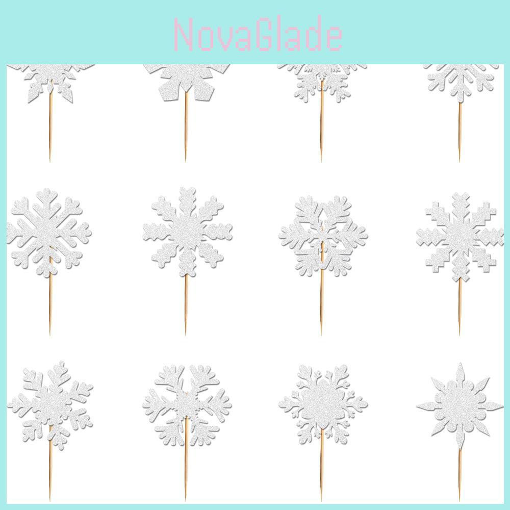 Christmas Snowflake Cake Decorations With Shining Design For Celebration Event Decor