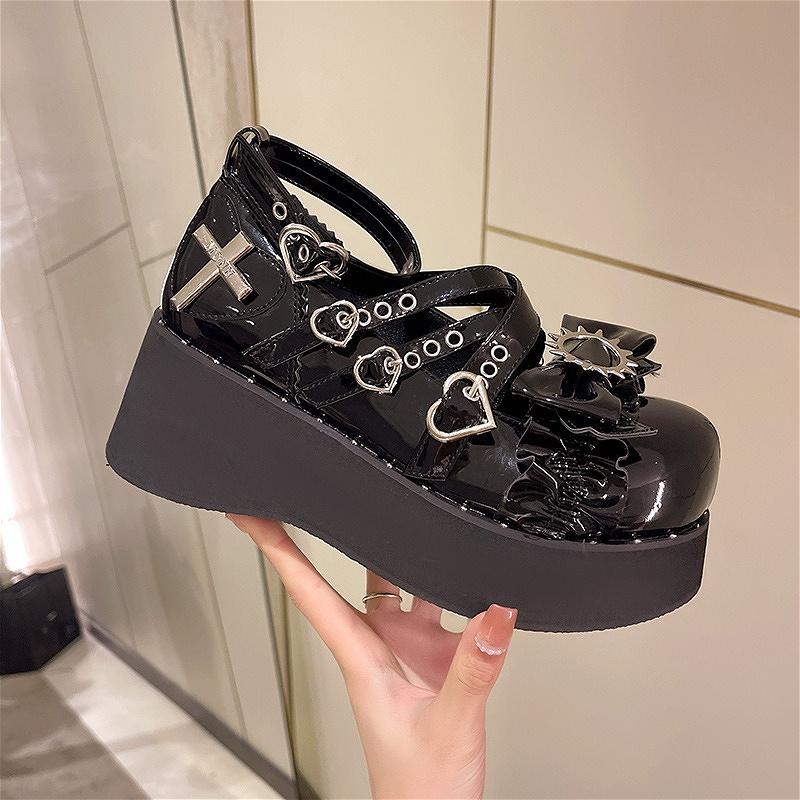 Sexy Women Punk Leather Shoes Super Thick Sole Height Increase Cosplay Casual Shoes Summer Citywalk Party Shoes Zapatos Punk New