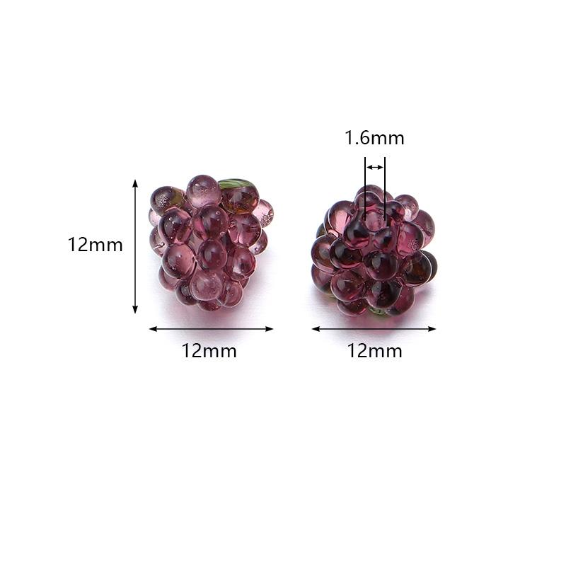 2pcs Raspberry Lampwork Beads Cute Fruit Grape Glass Loose Beads For Jewelry Making DIY Bracelets Necklace Earrings Accessories