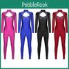 Jumpsuit Schlittschuhlaufen Damen Glitzernd Eiskunstlauf Strass Langarm Quaste Vorne Design Ausgeschnitten Hinten Einteiler Strampler
