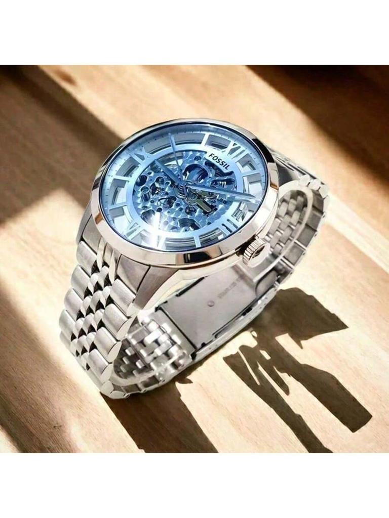 Fossil Townsmatic Automatic Skeleton Dial Men's Mechanical Watch,Stainless Steel Strap, Hollowed Out Dial,Suitable For Daily Wear, As A Gift ME3073