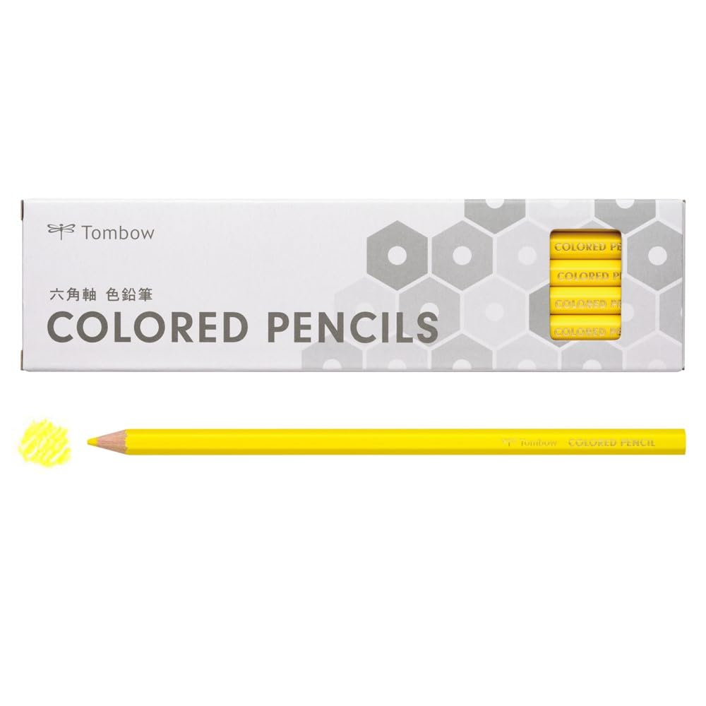 Tombow Colored Single Hexagonal 1 Dozen Pencil, Color, Yellow, Barrel, (12 pencils), CY-K03