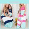 Elegante Vestido Maxi Casual Boho Listrado para Mãe e Filha para Combinações de Roupa
