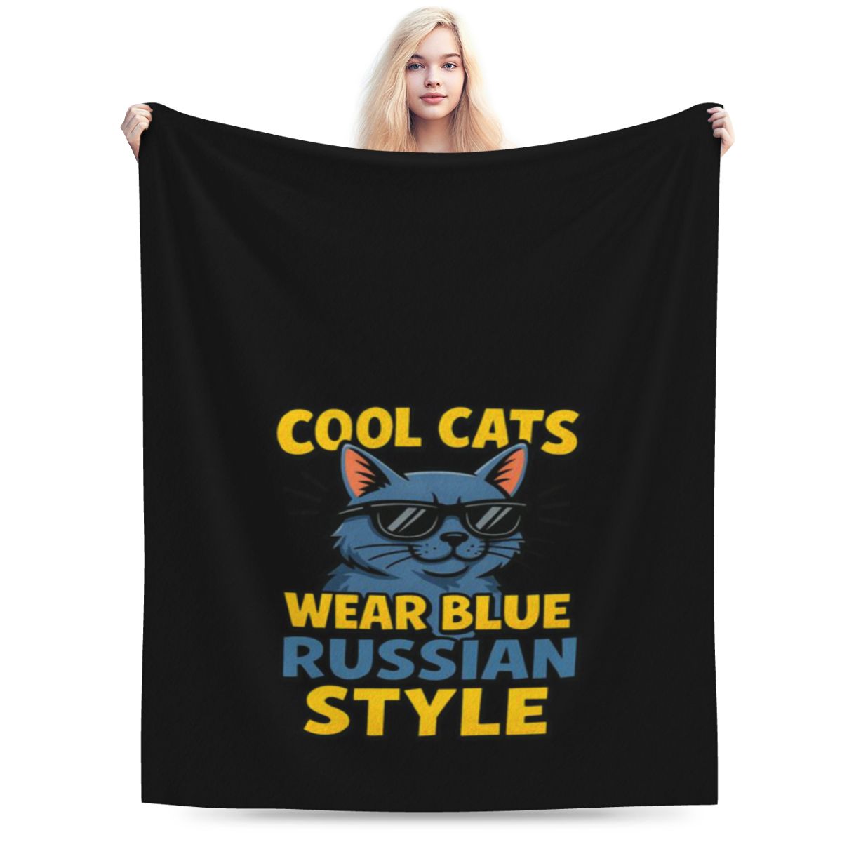 Cool Cats Wear Blue Russian Blue Cat Cartoon Style Personalized Warm Party An UltraSoft Micro Fleece Blanket 75x100cm 30x40in