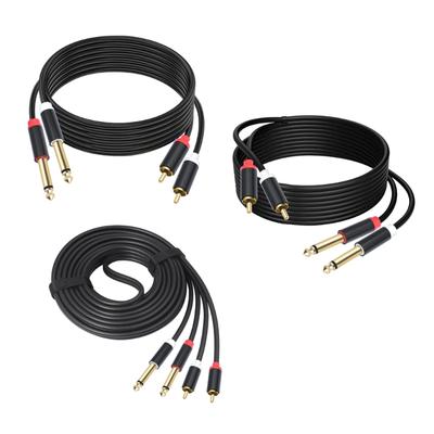 1/4inch To 2RCA Sound Cable 6.35mm To Double 2RCA Insert Cable Y Splitter Cable Bidirectional Interconnection
