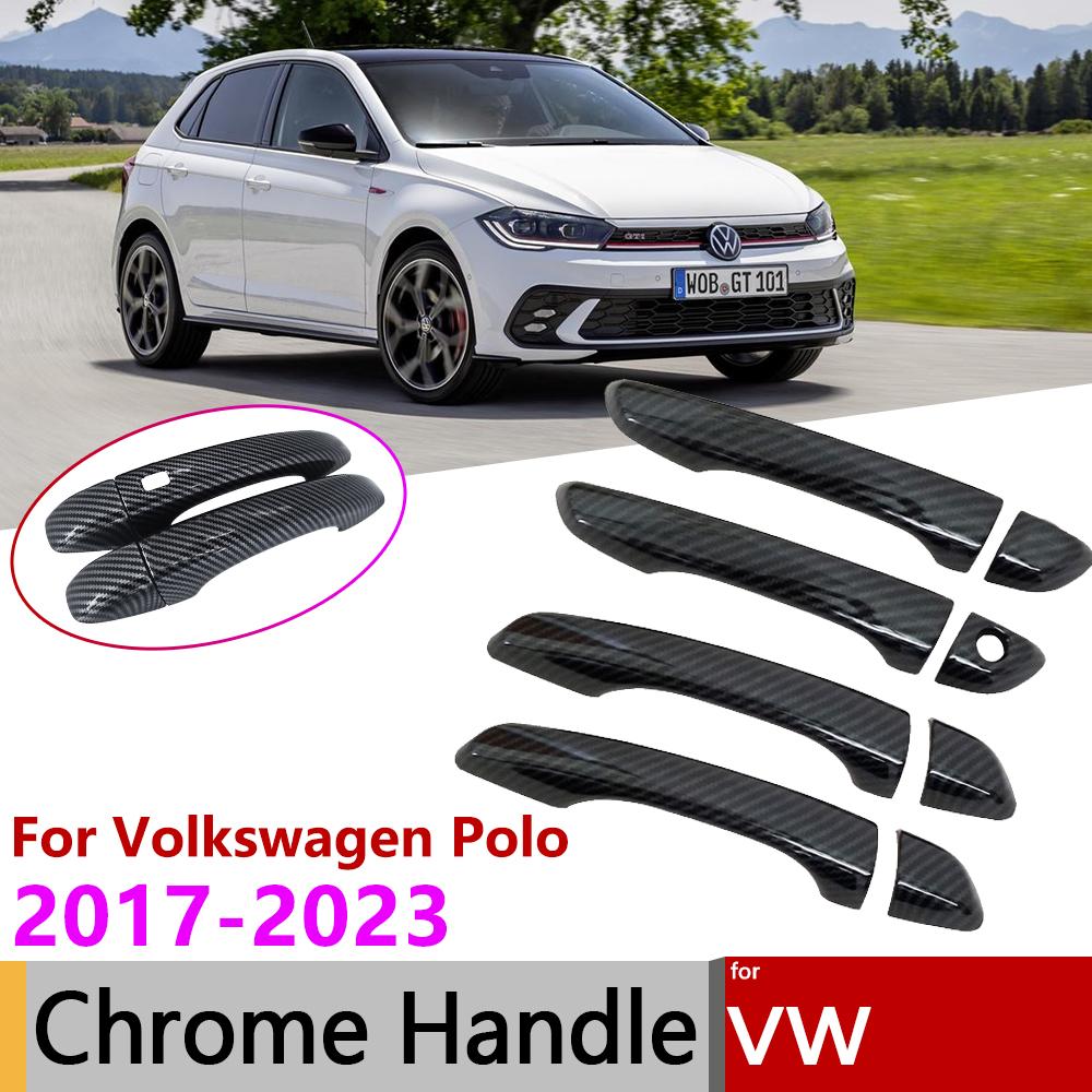 

Для Volkswagen VW Polo MK6 AW BZ 2017 ~ 2023 Дверная ручка из углеродного волокна Крышка Отделка Защитные наклейки Внешние детали