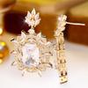 Charm Elegant Female Rectangle Big Blue White Red Stone Hoop Earrings Trendy Fashion Gold Color Wedding Jewelry For Women