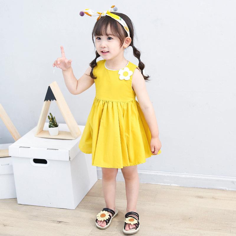 

Summer Children s Clothes Cotton Sleeveless Dress Cute Skirt 130 жовтий