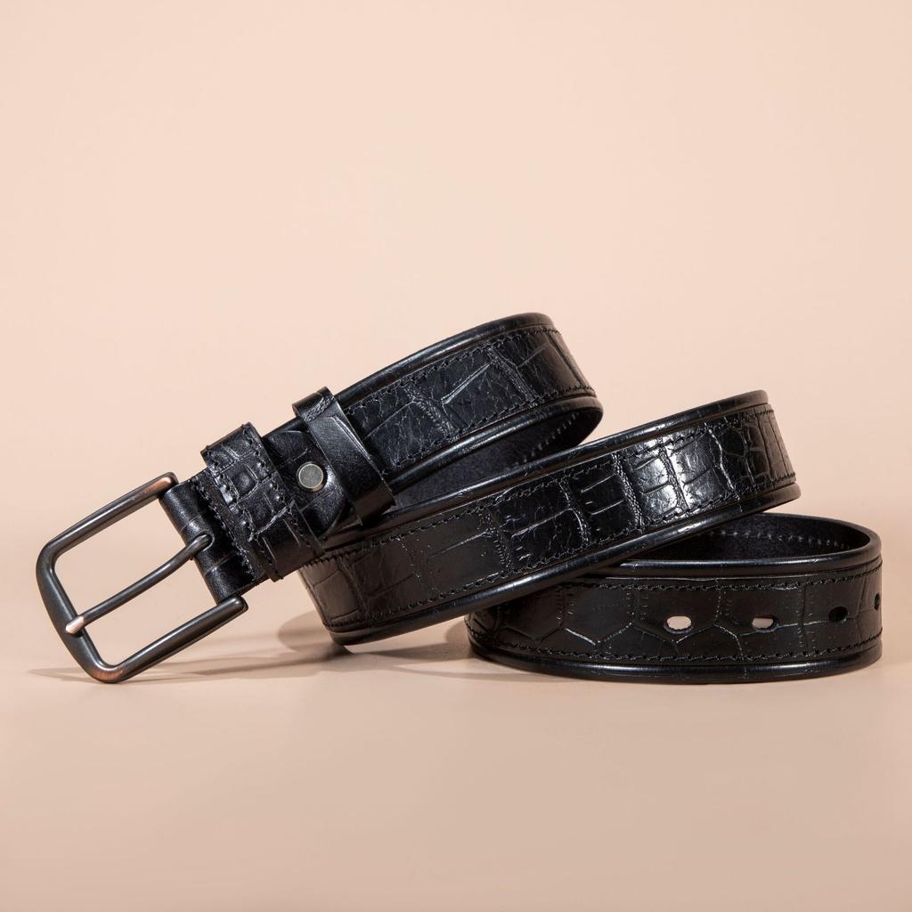 First Layer Cowhide Retro Vegetable Tanned Hand-polished Leather Strip Pin Buckle Men's Genuine Leather Trousers Belt