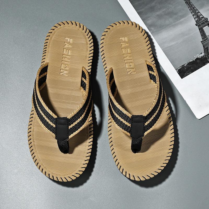 Slippers Men's Ultra-light Rubber and Plastic Woven with Flip-flops Men's Explosive Slippers Soft and Comfortable Beach Cool Slippers