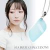 Shinjuku Gin no Kura Sea Blue Chalcedony Cut Sterling Silver 925 Necklace Natural Stone Power Stone Women's Blue Light Blue