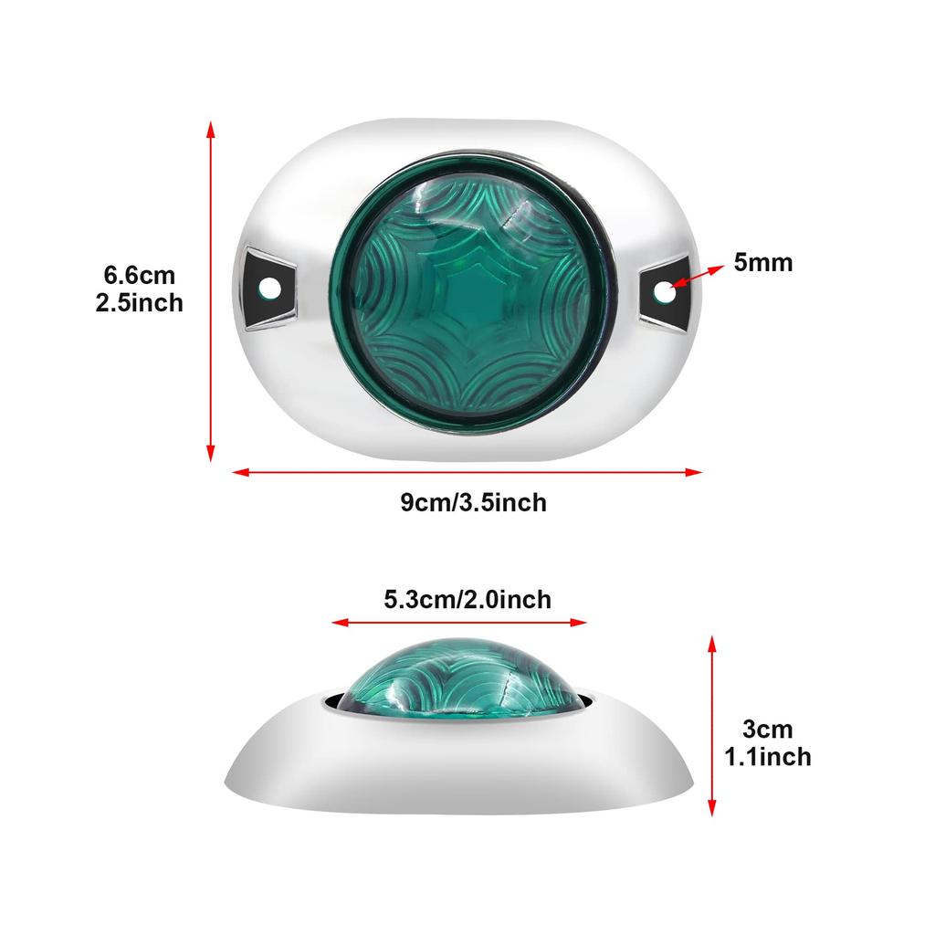 Aoling Side Marker LED Truck Marker Lamp 24V Green RV Bus Shoulder Light