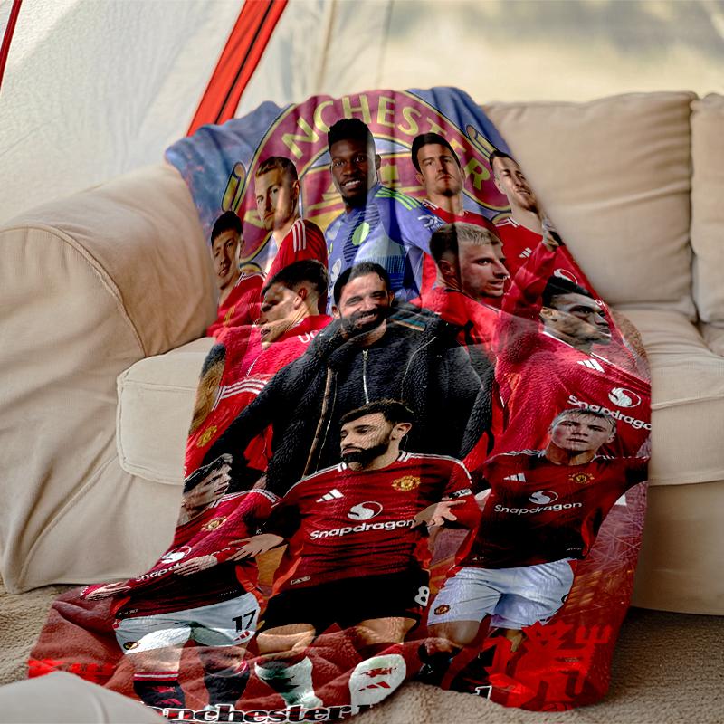 [1pc Manchester United Manchester City Blanket] All-Season Blanket - Cozy Blanket for Sofa Couch Home Decoration, Digital Printed Nap Blanket