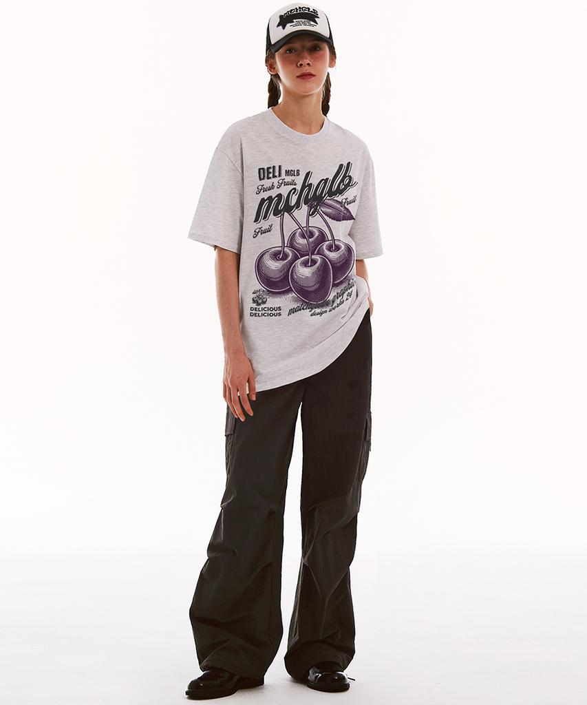 MATCHGLOBE Four Cherry Oversized Tee (Light Melange)