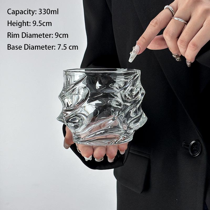 330mL Wave Cup Glass Wine Cup Thicken Juice Crystal Lead-free Whiskey Cocktail Glass Creativity Affordable Luxury Bar Gift