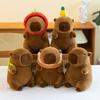 Boutique 8-inch Hat Kapibara Plush Toy Backpack Toast Milk Tea Capybara Doll Grab Machine Doll