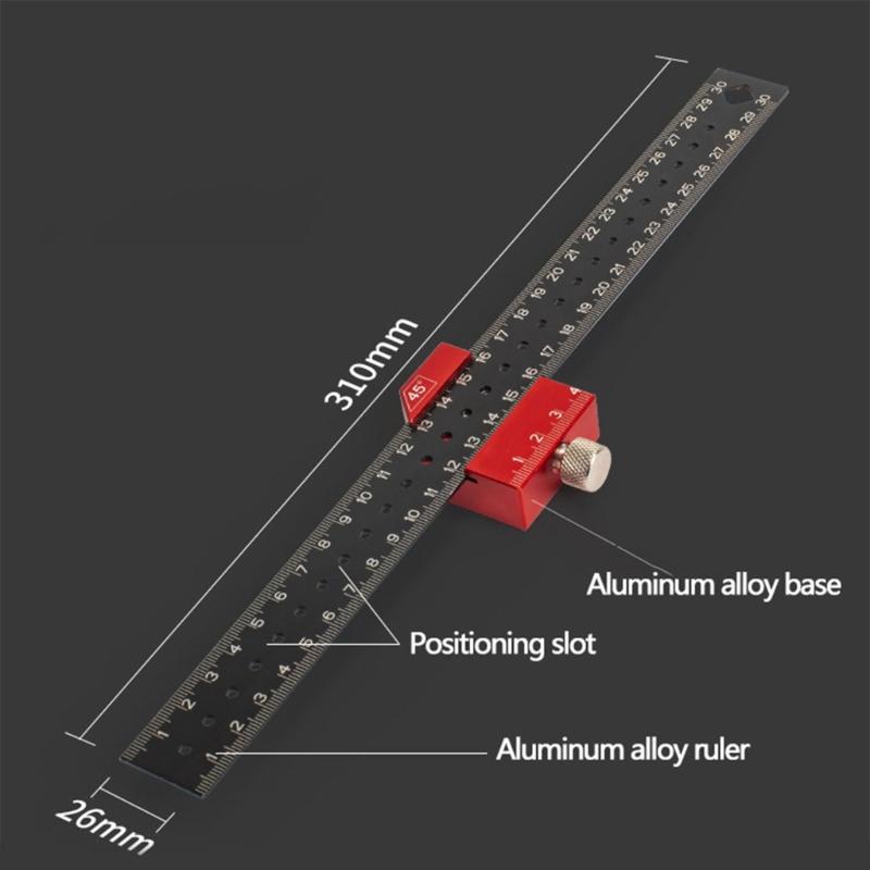 Aluminum Alloy Magnetic Line Limit Ruler Lightweight Marking Gauge Metal Square for DIY Projects & Hardware Installation