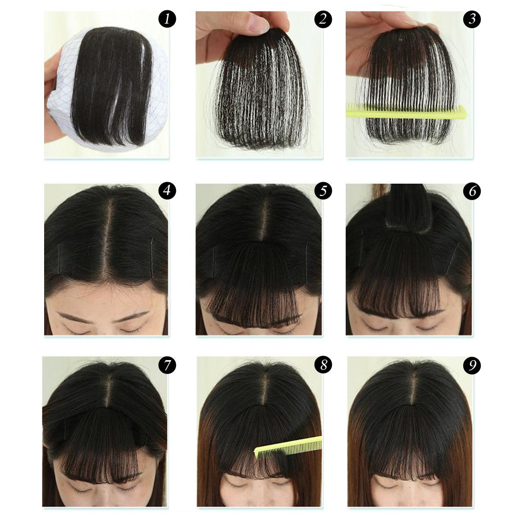 Synthetic Air Bangs Clip In Hair Extension 3D Air Style Hairpieces Neat Front False Fringe Thin Fake Hair Bangs For Women Girls