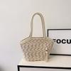 Woven cotton woven bag large capacity 2025 new summer versatile shoulder seaside vacation beach tote bag