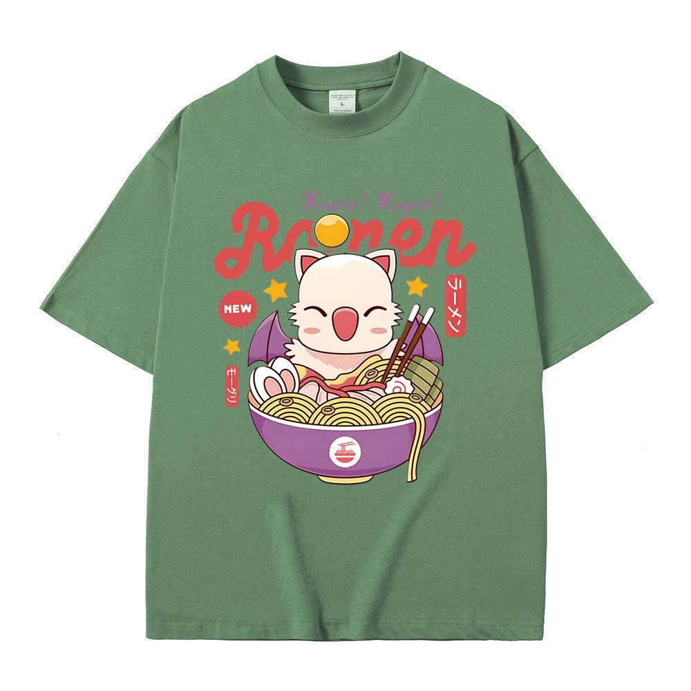 Game FINAL FANTASY XIV Merch Tshirt Funny Moogle Kupo Ramen Graphic Tshirts Men Women Casual Oversized Vintage Cotton Tshirts