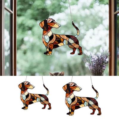 Cute Dog Window Hangable Sun Catcher Ornament Acrylic Dachshund Ornament For Home Garden Room Sun Catcher Decor
