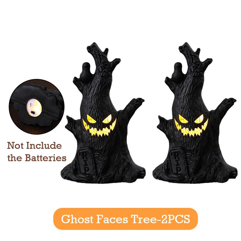 

Светодиодные Хэллоуинские лица призраков Ночной светильник на дереве Беспламенные свечи Украшения для вечеринки на Хэллоуин Подарки на праздник Для детей и взрослых 2pcs