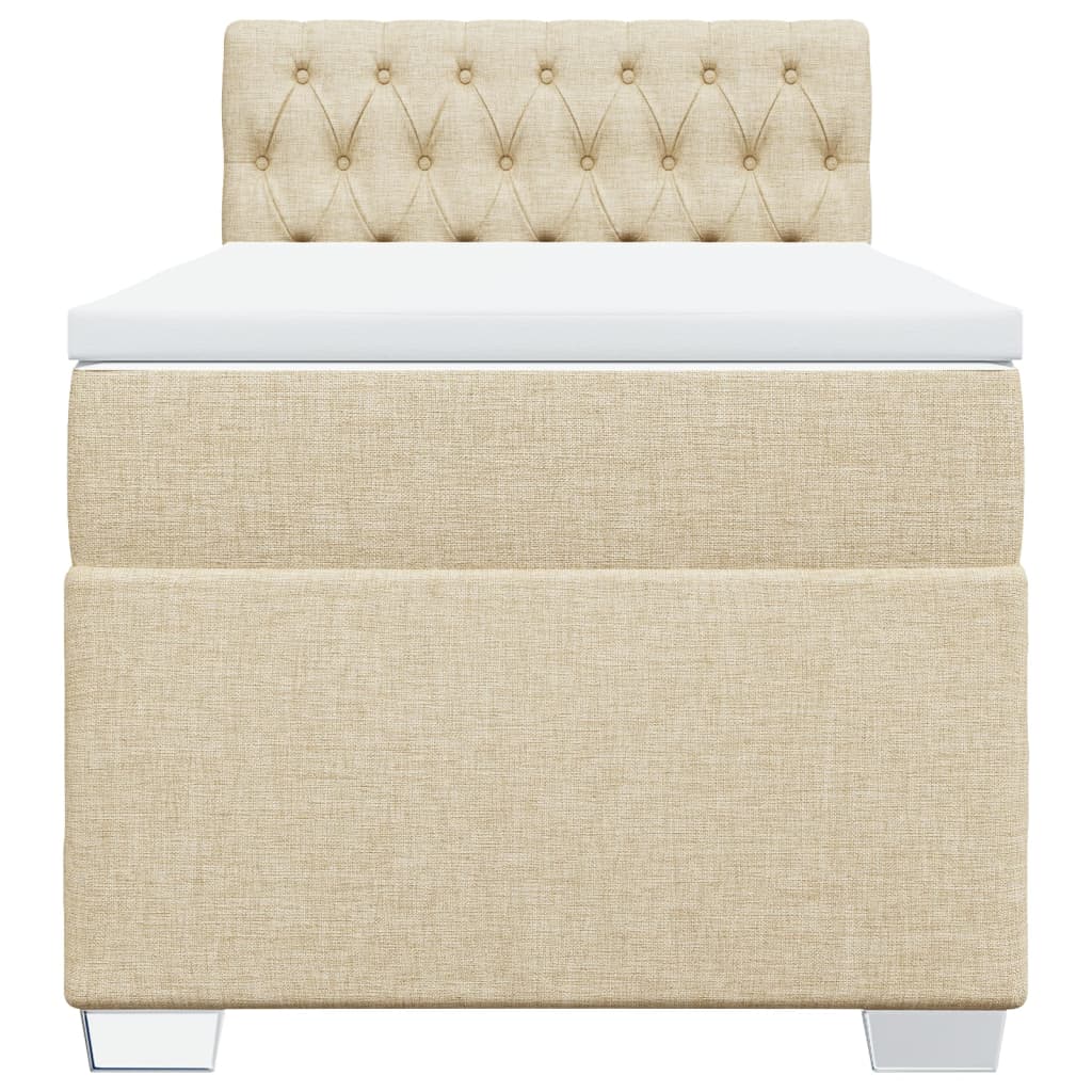 Box Spring Bed with Mattress Cream 90 x 200 cm Fabric