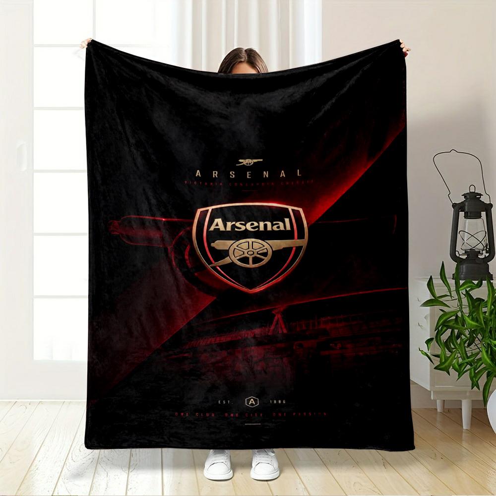 Arsenal Logo Black Designed Flannel blanket for bedroom, living room, sofa, and nap