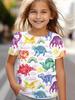 2026 Abbigliamento Bambini Magliette Grafiche Carine con Stampa Dinosauro Manica Corta Abbigliamento per Bambine Girocollo Abbigliamento Estivo per Bambine