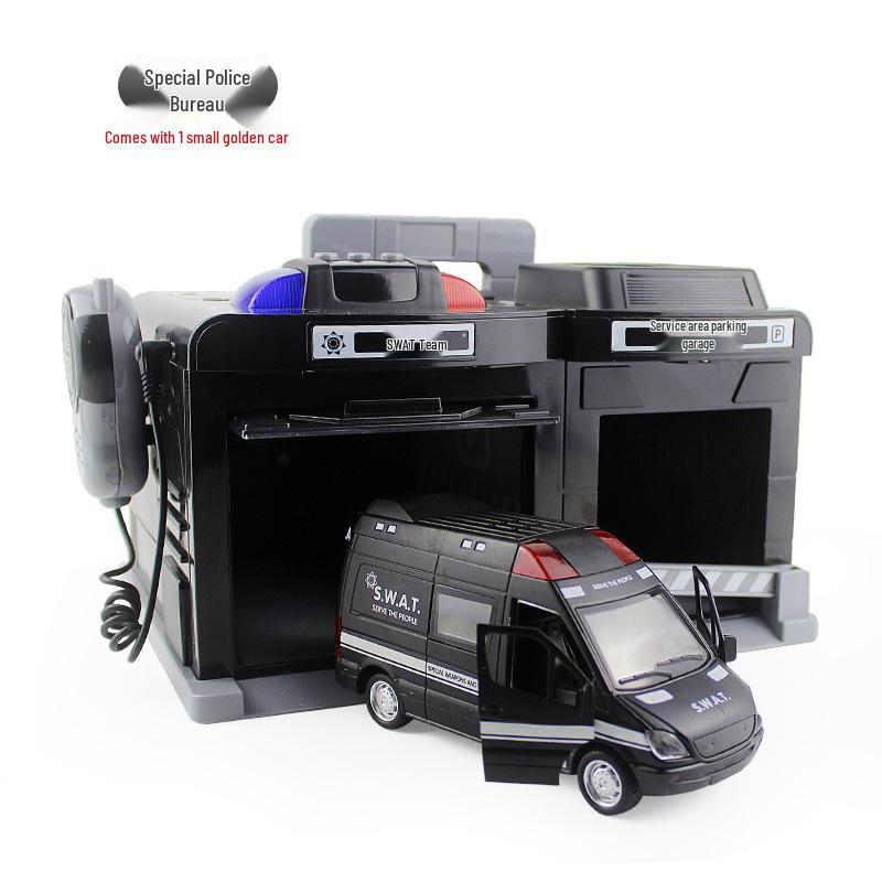 Cheng Le Mei Toy Police Car Garage and Storage Box Simulation Set