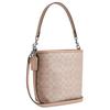 Coach City Bucket 17 Monogram Metal Logo Signature Coated Canvas Tote Shoulder Bag Small Women Bags Beige CT800-SVPWH