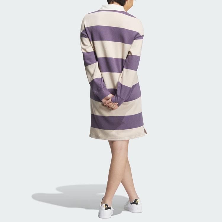adidas Originals Sportswear Langarm Colorblock Kleid Damenkleid Dunkelgrau Violett IN1061