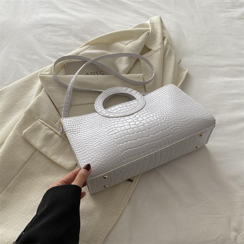 Шикарные Трендовые Ретро Минималистичные Сумки Через Плечо Для Женщин В Ярких Цветах И Из ПУ Материала белый