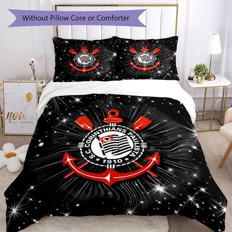 Sport Club Football Crest Printed Pattern Duvet Cover Set – includes 1 duvet cover and 2 matching pillowcases Bedroom decor Christmas gifts