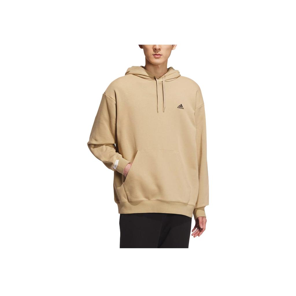 Adidas Logo Printed Hooded Drawstring Straight-Cut Drop Shoulder Long Sleeve Sweatshirt Unisex Sweatshirt Light-Khaki IV7592