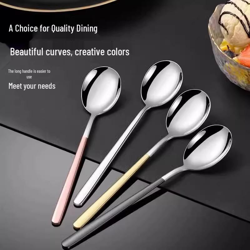 Korean Style Stainless Steel Long Handle Soup & Stirring Spoon