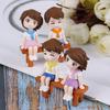 1Sada Sweet Couple Diy Miniaturní figurka Garden Deco Seat Micro Landscape