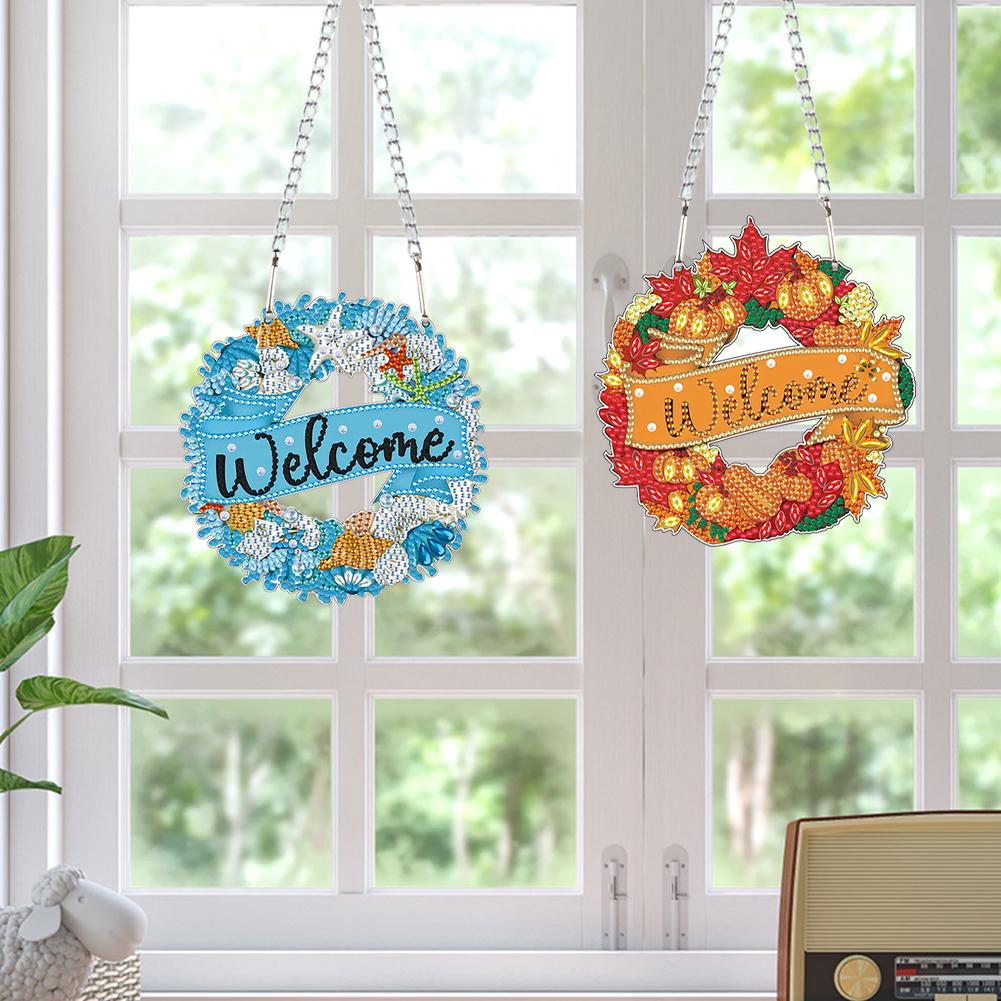 2D/Flache DIY Hänge-Diamant-Kunst-Kits Spezielle Form Strass Diamant-Kunst Fensteranhänger Fensterhängekunst für Heimdekoration