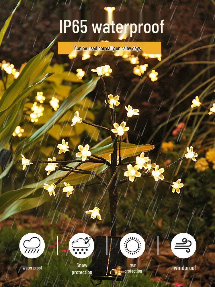 Cross-Border LED Solar Cherry Blossom Firework Lights for Garden and Courtyard Decoration