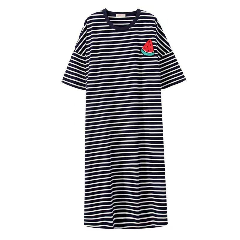 2022 Sommer Cartoon Wassermelone Damen Übergröße Mittellanges Kleid