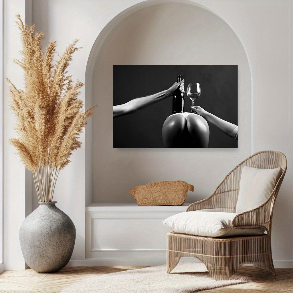 Modern Sexy Female Elegant Handheld Wine Glass Canvas Painting Women Poster Prints Wall Art Pictures Room Hallway Bathroom Decor