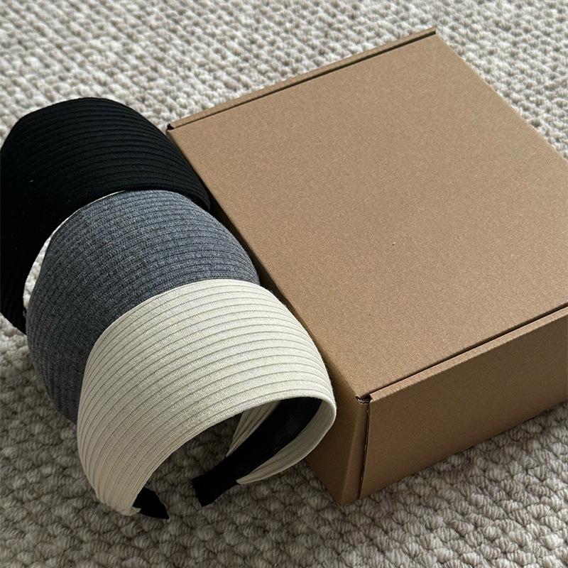 New Solid Color Wide Edge Wool Headband High Cranial Top Face Wash Headband Dongdaemun Autumn and Winter Commuter Hair Accessories Wholesale