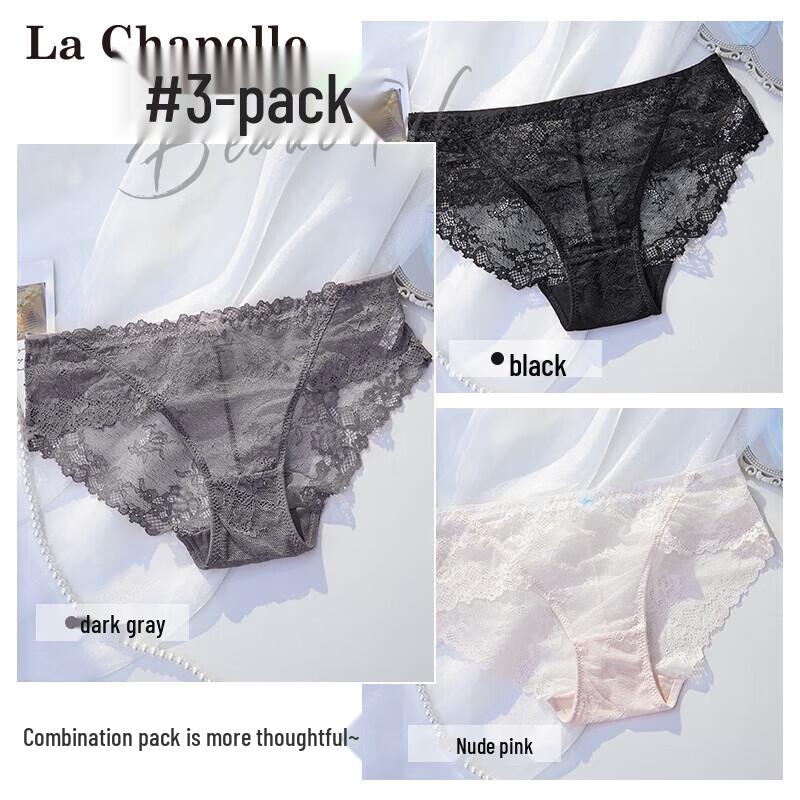 La Chapelle Women s Sexy Lace Low-Rise Briefs M