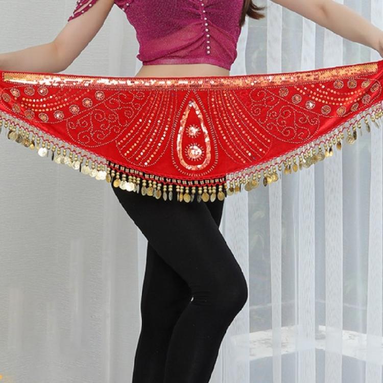 Dynamic Fringe Embroidered Sequins Waist Chain Belly Dancing Wrap Skirt Nonslip Waist Chain for Women and Girls