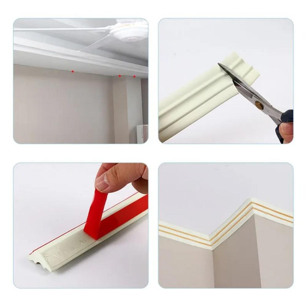 1pc 2mX3.5cm Wall Edge Strip Stickers Self-Adhesive Waterproof Baseboard Corner Waist Line Ceiling Edge Strip Home Decor