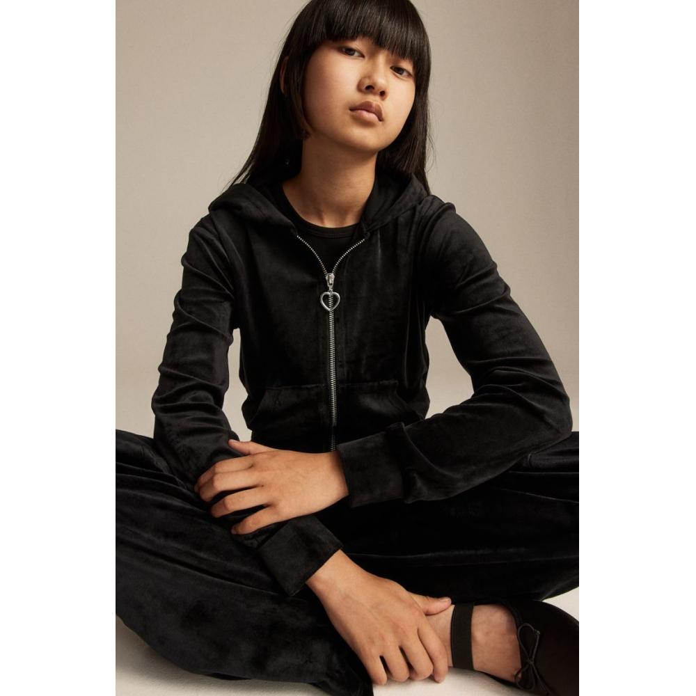 

HM Велюровая толстовка на молнии, черная